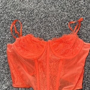 White Fox Boutique Coral Lace Bustier Top